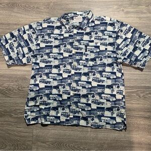 Columbia Blue Classic Car All Over Print Rare Button Up XL shirt